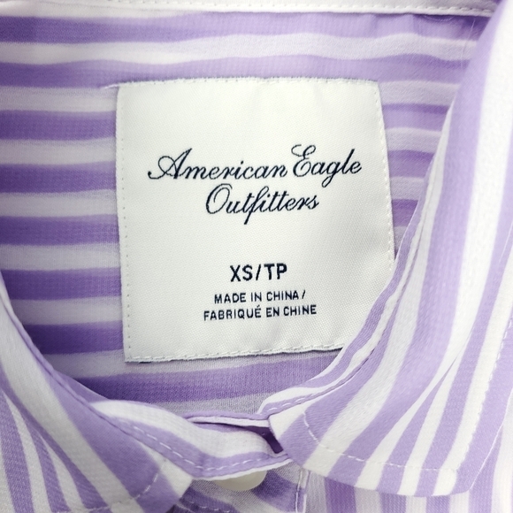 American Eagle Outfitters Sheer Purple Stripe Top - Picture 9 of 11